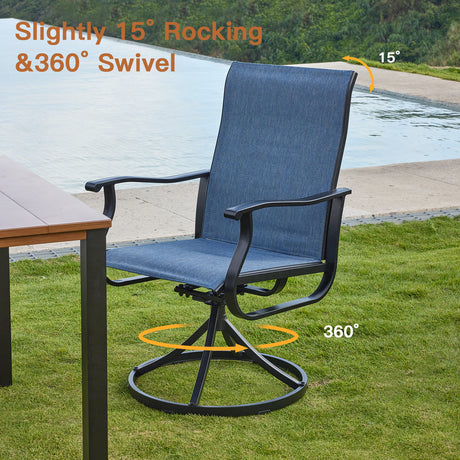 Vicllax 9 Pieces Outdoor Dining Set with 60" Round Dining Table and Premium Swivel Chairs