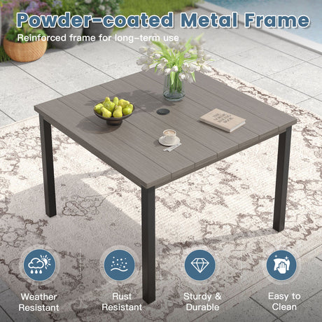 Vicllax 5pcs Outdoor Dining Set,  Square Metal Table and 4 Textilene Swivel  Chairs