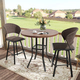 Vicllax 3/5 PCS Outdoor Swivel Bar Set, Patio Wicker Bar Chairs and Round Bar Table
