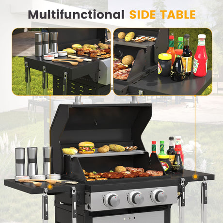 Vicllax BBQ Propane Gas Grill, Freestanding Grill Cart with Wheels