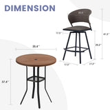 Vicllax 3/5 PCS Outdoor Swivel Bar Set, Patio Wicker Bar Chairs and Round Bar Table