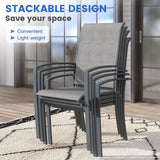 Vicllax 7 Pieces Outdoor Dining Set, 47.2"Round Table and Skyline Stackable Chair