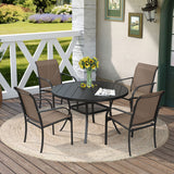 Vicllax Juego de comedor para exterior de 7 piezas con mesa redonda de metal de 48" y sillones de textileno 