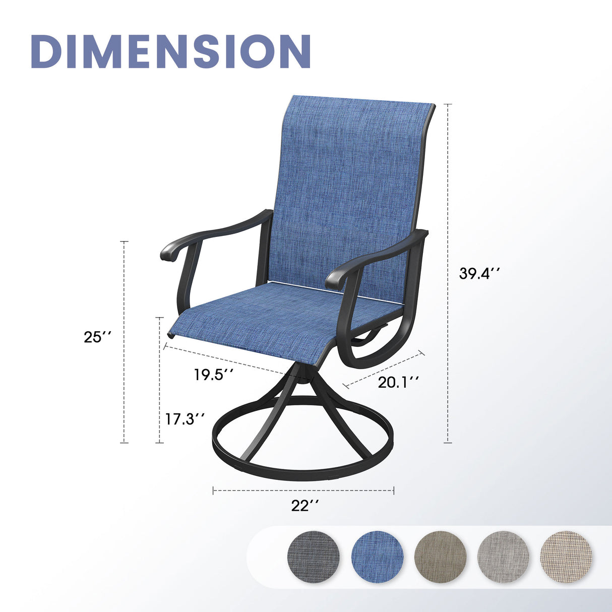 Vicllax Patio Swivel Chairs Set of 2/4/6, Outdoor 360 Degree Metal Swivel Sling Chairs