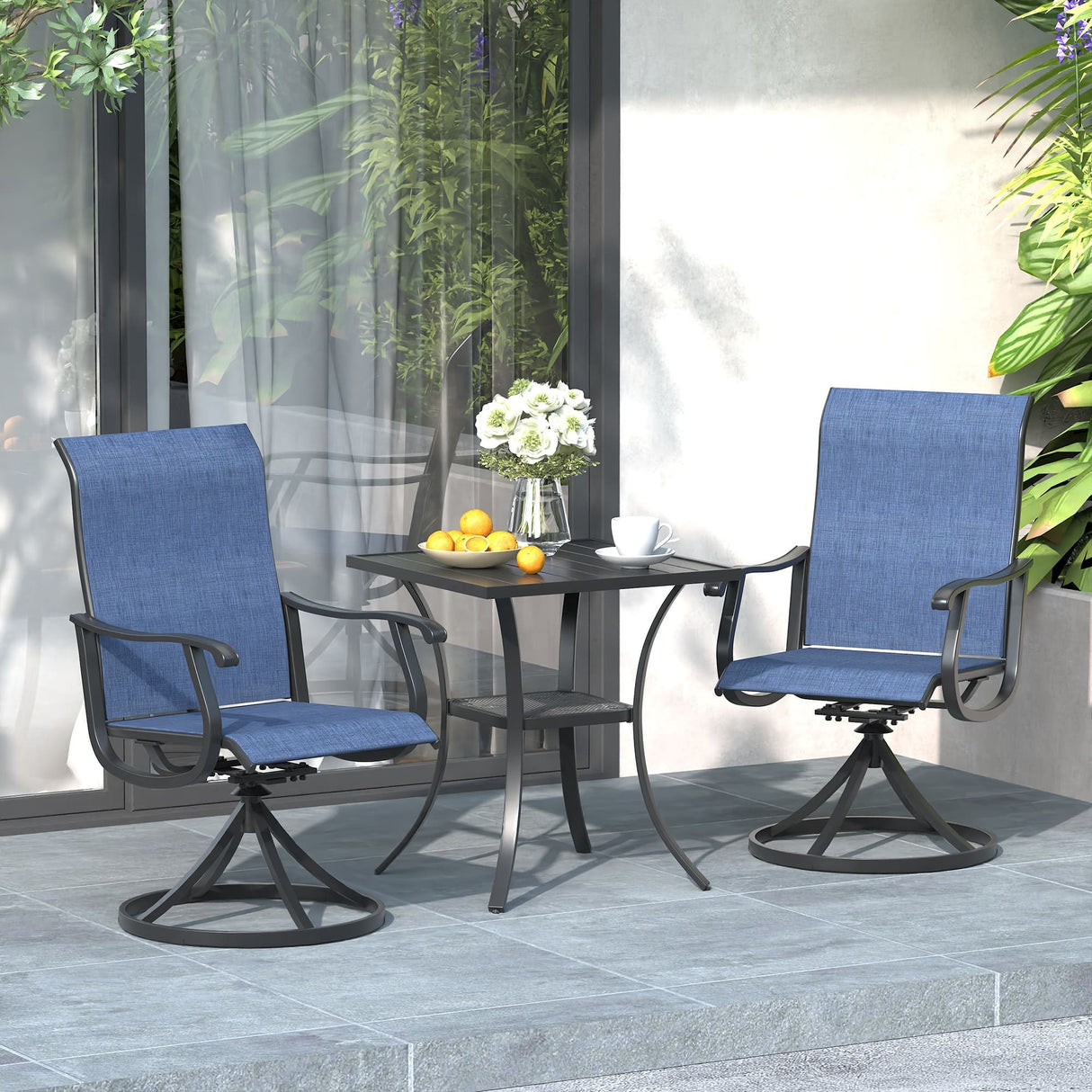 Vicllax Patio Swivel Chairs Set of 2/4/6, Outdoor 360 Degree Metal Swivel Sling Chairs