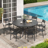 Vicllax 9 Pieces Outdoor Dining Set with 53" Round Metal Table and Armrest Chairs