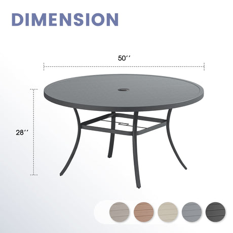 Vicllax Mesa de comedor redonda de metal para exterior de 54" para 6 y 8 personas