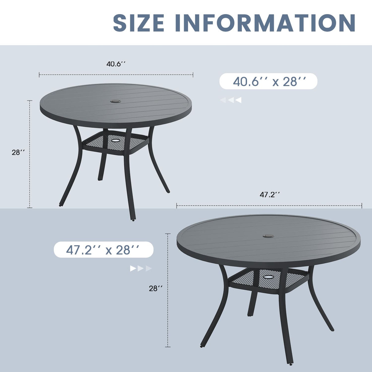 Vicllax 5 Pcs Outdoor Dining Set with 40.6" Round Metal Table and High Back Stackable Chair