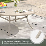 VICLLAX 11-Pcs Outdoor Dining Set, 63” Round Metal Table with Umbrella Hole & 10 Stackable  Chairs