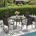 Vicllax 5 Pieces Outdoor Dining Set, 40.6" Round  Table and 4 Stackable Armchairs