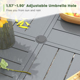 VICLLAX 5-pcs Outdoor Dining Set, 41” Round Metal Table with Umbrella Hole & 4 Swivel Textilene Chairs