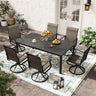 Vicllax 7 Pieces Outdoor Dining Set with Rectangular Dining Table and Swivel Chairs