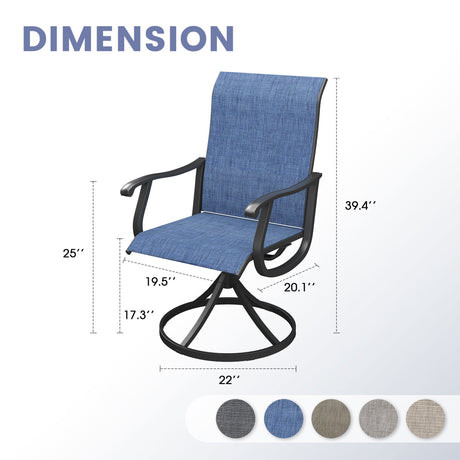 Vicllax 3-Piece Patio Bistro Set, Outdoor Swivel Chairs and 27.6" Small Metal Table With Storage Rack