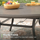 Vicllax Outdoor Round Dining Table, Patio Aluminum Tabletop with Storage Shelf