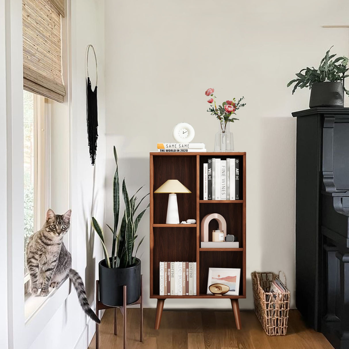 Vicllax Open Bookshelf with Legs, Storage Cube Floor Standing Display Shelf