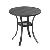 Vicllax Mesa auxiliar redonda de metal para exterior con estante de almacenamiento