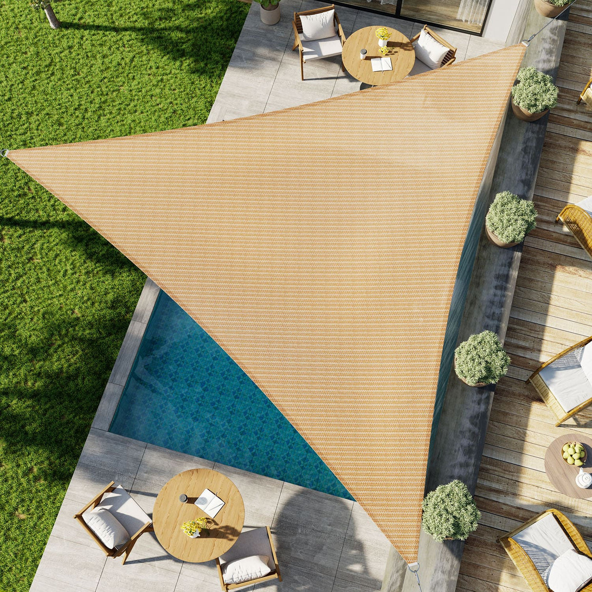 Vicllax Custom Color 90% Triangle Sun Shade Sail, Shade Fabric Shade Cloth