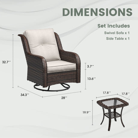 Vicllax Terrace Wide Wicker High-Back Cushioned Sofa, Outdoor Wicker Chair, Double-Seater Balcony Lounge