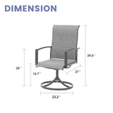 Vicllax Patio Padded Swivel Dining Chairs with Textilene Deep Seating and Armrest