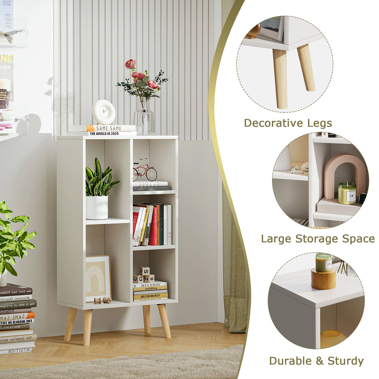 Vicllax Open Bookshelf with Legs, Storage Cube Floor Standing Display Shelf