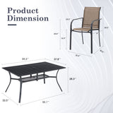 Vicllax 7 Pieces Outdoor Dining Set with Curved Dining Table and Stackable Sling Chair