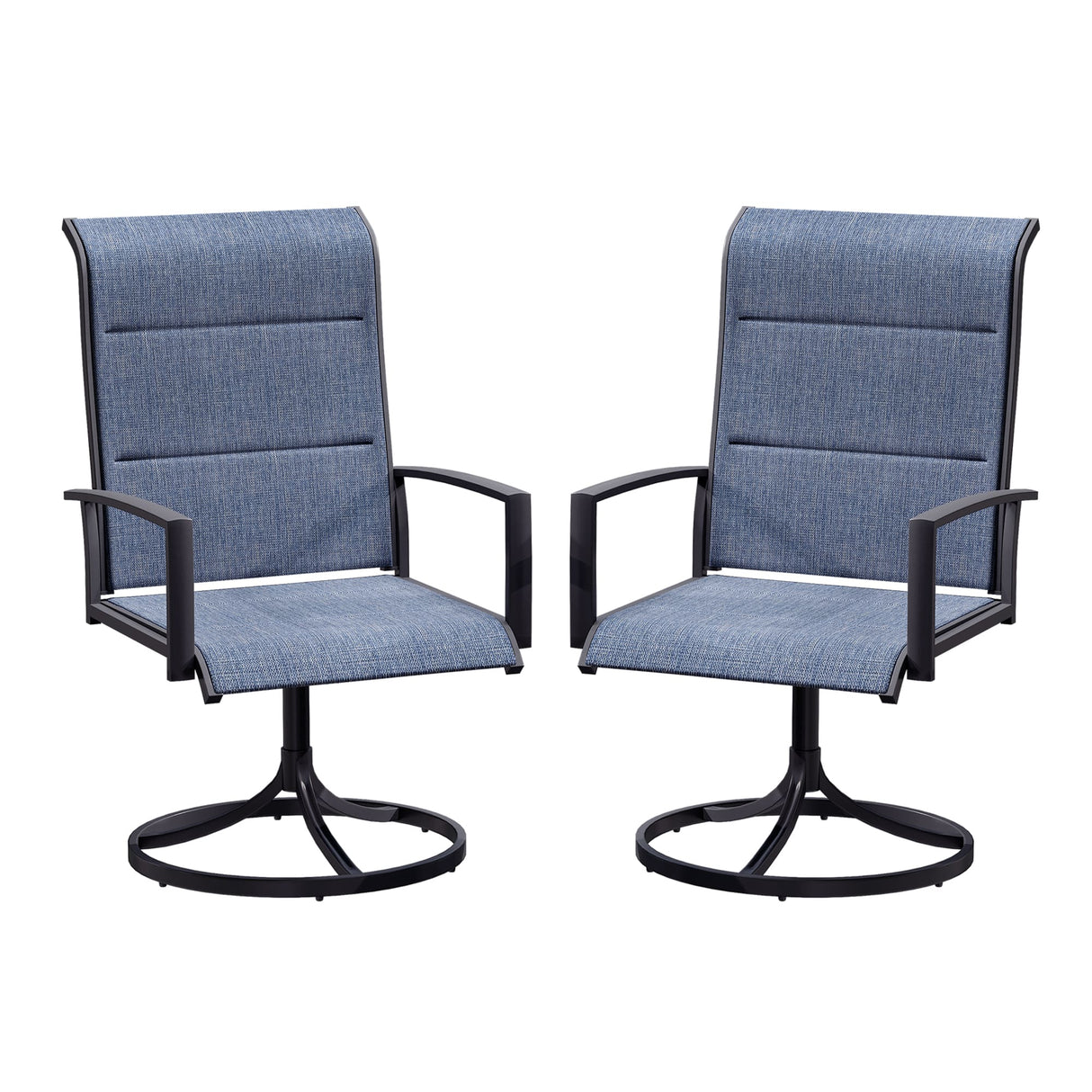 Vicllax Patio Padded Swivel Dining Chairs with Textilene Deep Seating and Armrest