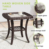 VICLLAX Versatile Wicker Patio Set: 5 Seater with Fire Table/Ottoman