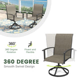 VICLLAX 5-pcs Outdoor Dining Set, 41” Round Metal Table with Umbrella Hole & 4 Swivel Textilene Chairs