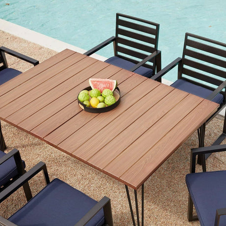 wood color dining table