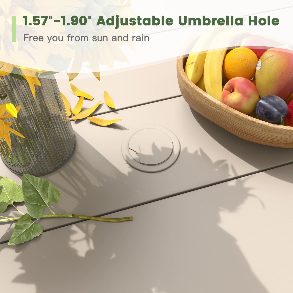 Vicllax Outdoor Dining Set for 6 People, Patio 47" Round Table with 6 Swivel Chairs