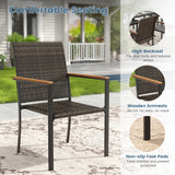 Vicllax 5 Pieces Outdoor Dining Set, Patio Rectangular Metal Table and  4 Stackable  Armchairs