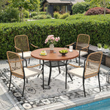 Vicllax 5 Pieces Outdoor Dining Set, 40.6" Round Table and Solana Stackable Chair