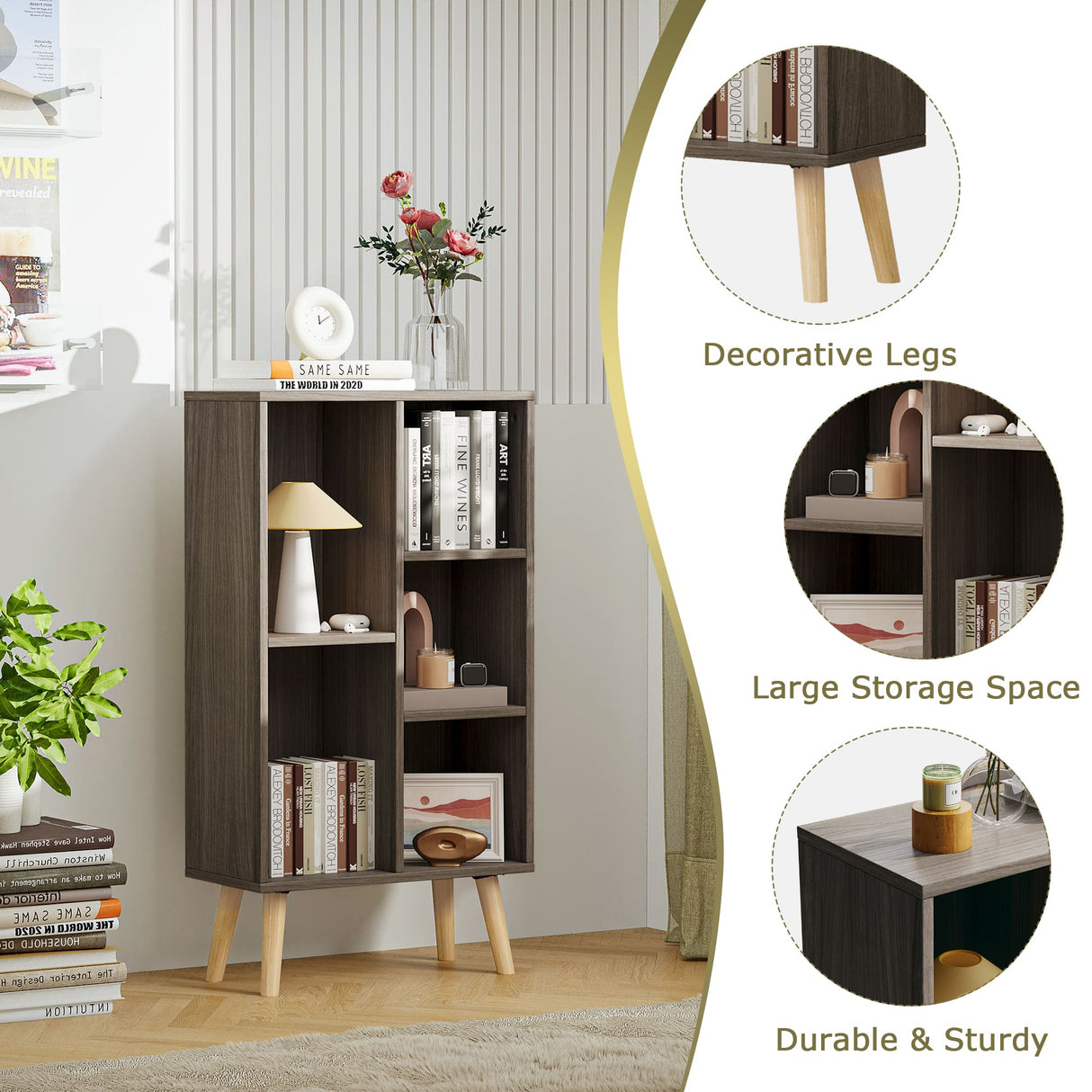 Vicllax Open Bookshelf with Legs, Storage Cube Floor Standing Display Shelf