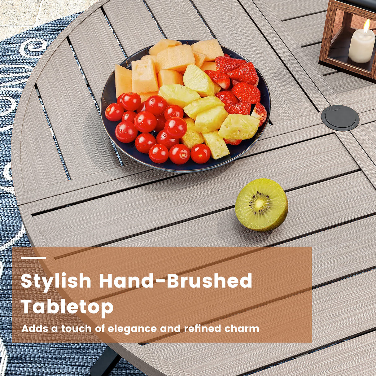 Vicllax 7 Pieces Outdoor Dining Set with 50" Round Metal Table and Armrest Chairs