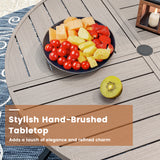 Vicllax 7 Pieces Outdoor Dining Set with 50" Round Metal Table and Armrest Chairs