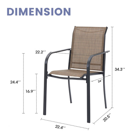 Vicllax Sillas de comedor con cabestrillo de textileno y metal para patio al aire libre con reposabrazos 