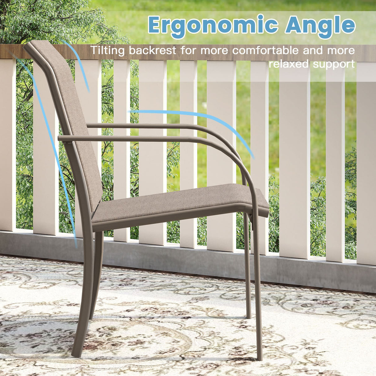 Vicllax Outdoor Textilene Stackable Sling Dining Chair, Set of 2/4/6