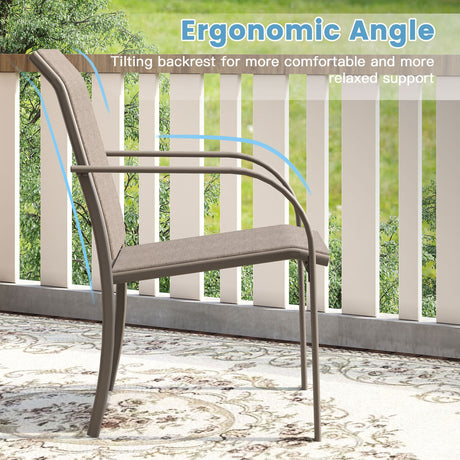 Vicllax Sillas de comedor con cabestrillo de textileno y metal para patio al aire libre con reposabrazos 