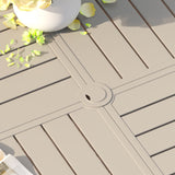 Vicllax Patio Dining Table Set for 8, Outdoor 59" Square Large Metal Table and Swivel Dining Chairs