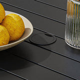 Vicllax Mesa de bar para exteriores con orificio para sombrilla, mesa cuadrada de altura con barra de metal para patio 