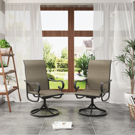 Vicllax Patio Swivel Chairs Set of 2/4/6, Outdoor Textilene Swivel Dining Chair