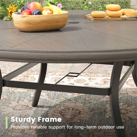 Vicllax Outdoor Round Dining Table, Patio Aluminum Tabletop with Storage Shelf