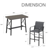 Vicllax Bar Table Set for 2, 3 Pcs Wooden-Like Table and Stools with Backrest and armrests, for Nook Balcony