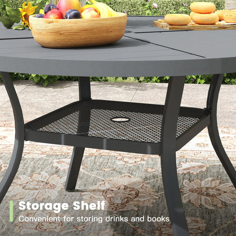 Vicllax 5 Pieces Outdoor Dining Set with 41" Round Metal Table and Armrest Chairs