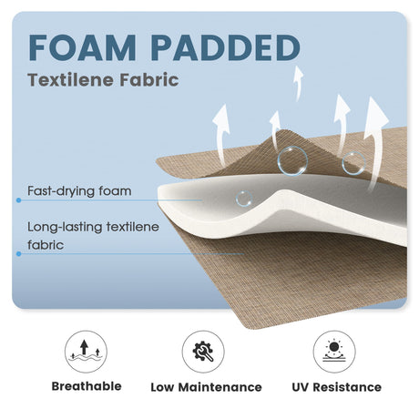 Vicllax Juego de comedor para exterior de 5 piezas con mesa redonda de metal de 42" y 4 sillas giratorias acolchadas