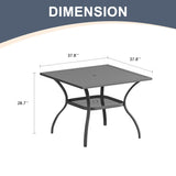 iwicker patio square steel dining table with umbrella hole Vicllax Outdoor Patio Dining Table for 4, Metal Square Table with Stor