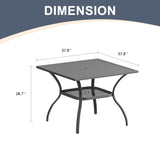 Vicllax Outdoor Patio Dining Table for 4, Metal Square Table with Storage