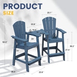 Vicllax Outdoor HDPE Adirondack Bar Chair, Patio Bar Stools with Umbrella Hole