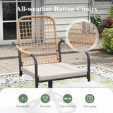 Vicllax 7 Pieces Outdoor Dining Set, Metal 63" Rectangular Table and Solana Swivel Chair