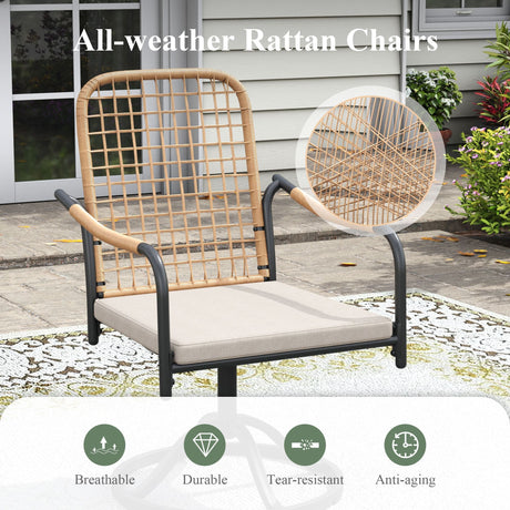Vicllax 7 Pieces Outdoor Dining Set with Metal Rectangular Table and Solana Swivel Chair